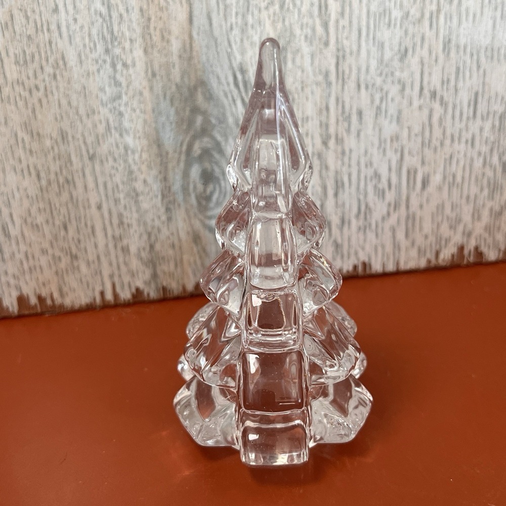 Biedermann Glass Christmas Tree Small Candle Holder 4 inches Vintage